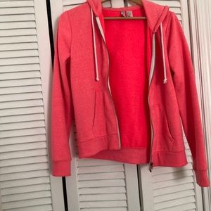 hot pink zip down hoodie
